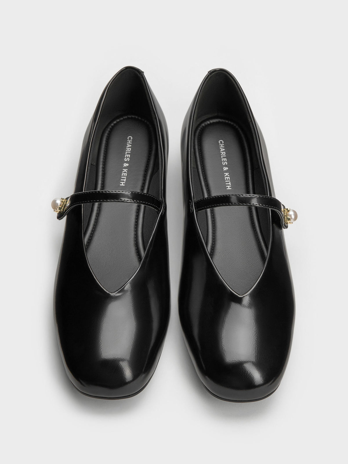 CHARLES & KEITH Essential / Marie Pearl Mary Jane Flats - Black Box