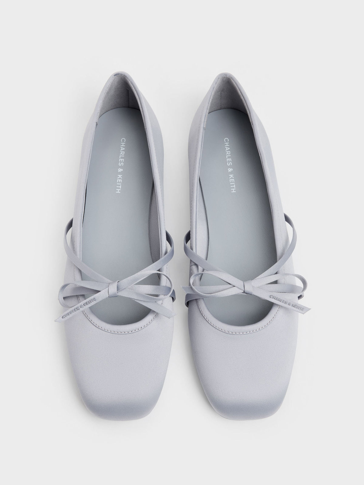 CHARLES & KEITH Featured / Satin Bow Ballet Flats - Grey