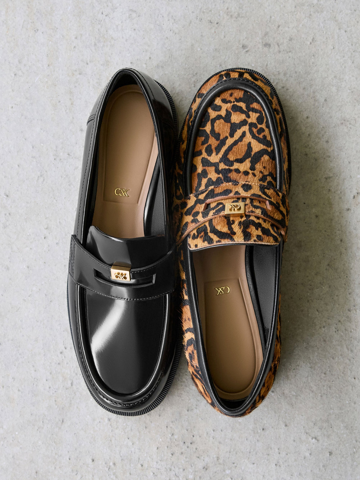 CHARLES & KEITH Recommended / Georgina Calf Hair Leopard-Print Penny Loafers - Animal Print Brown