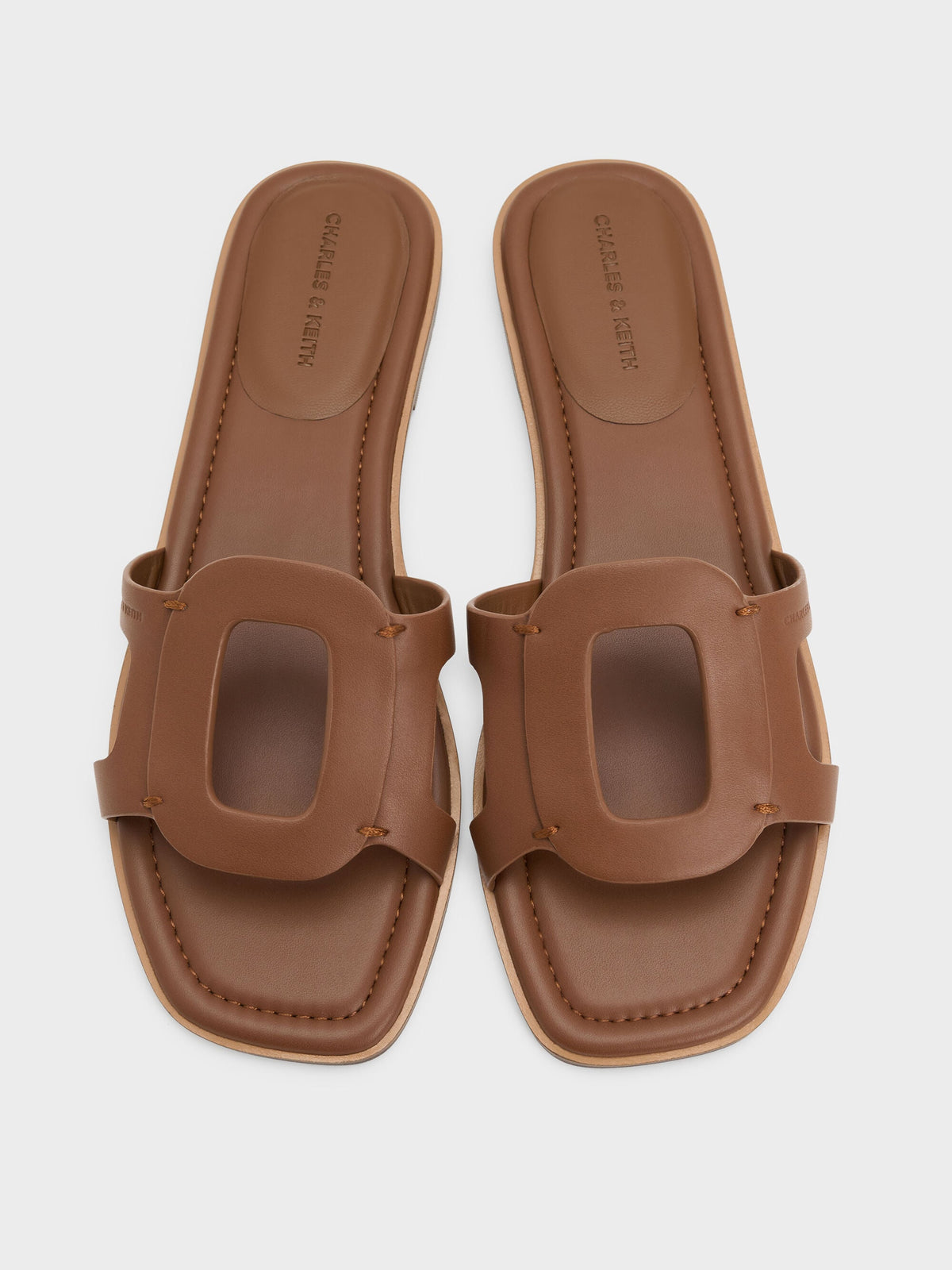 CHARLES & KEITH Customer Favorite / Easley Cut-Out Slide Sandals - Caramel