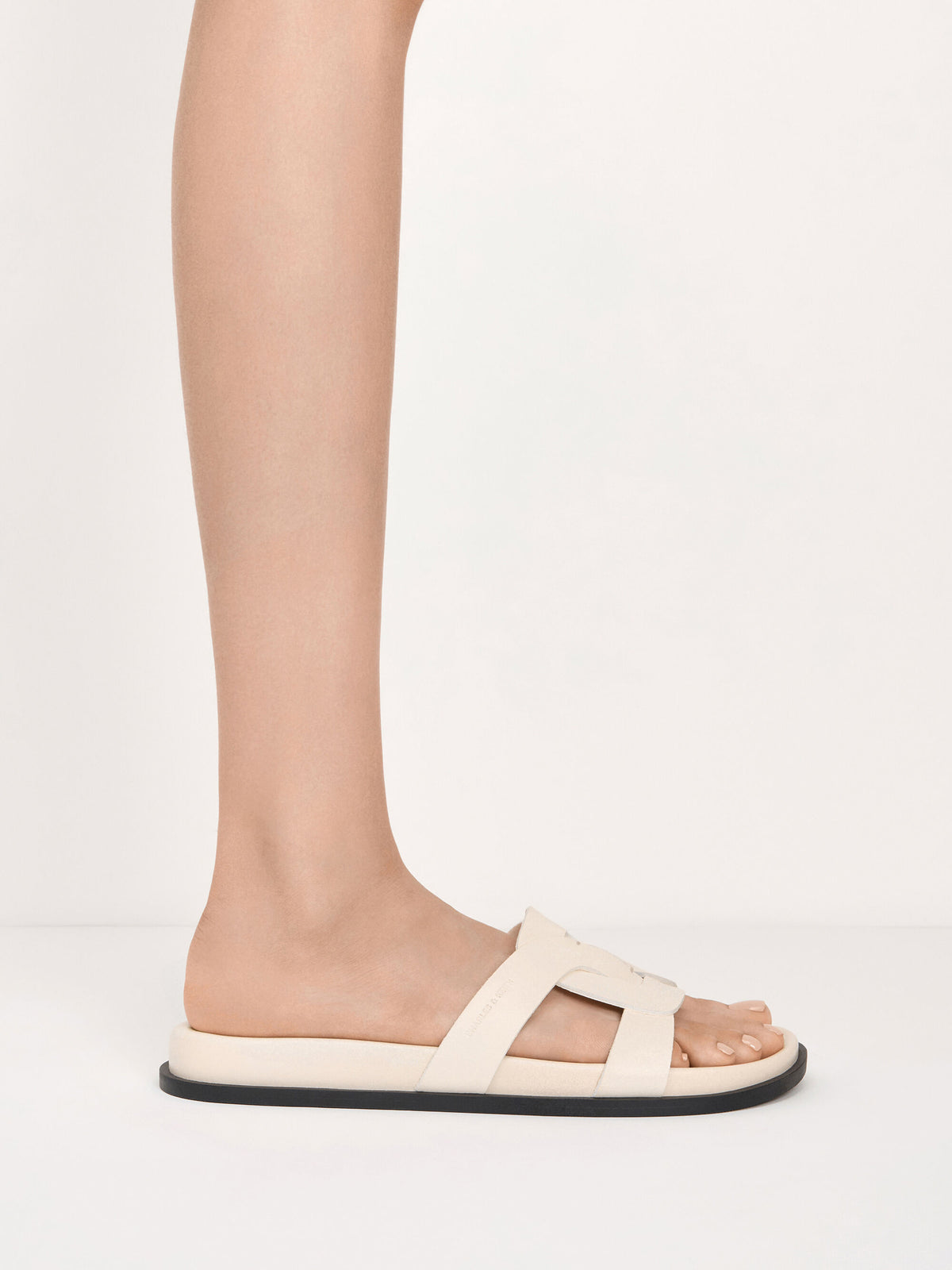 CHARLES & KEITH New / Fannie Interwoven Slide Sandals - Cream