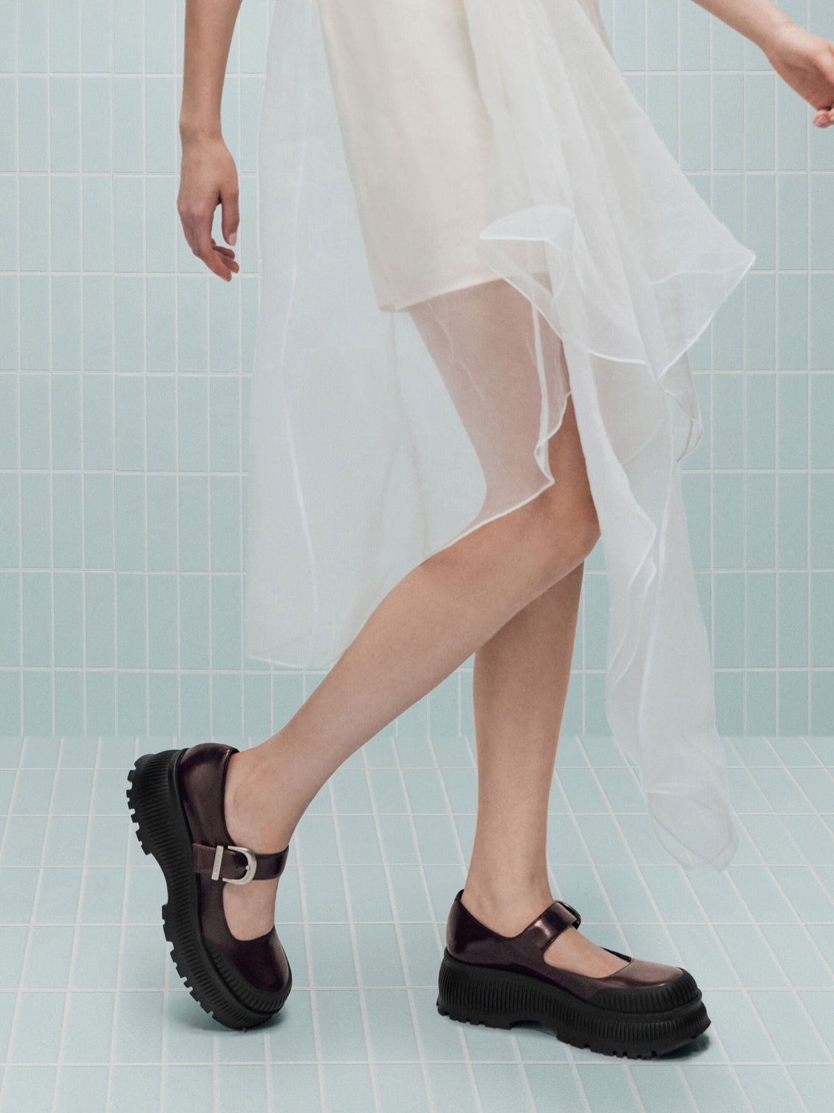 CHARLES & KEITH Signature / Darra Platform Mary Janes - Burgundy