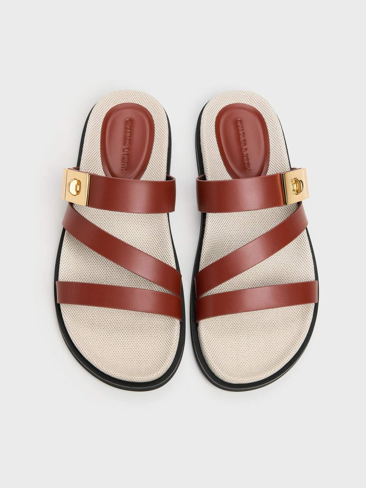CHARLES & KEITH Premium / Aelin Canvas Metallic-Buckle Strappy Sandals - Multi