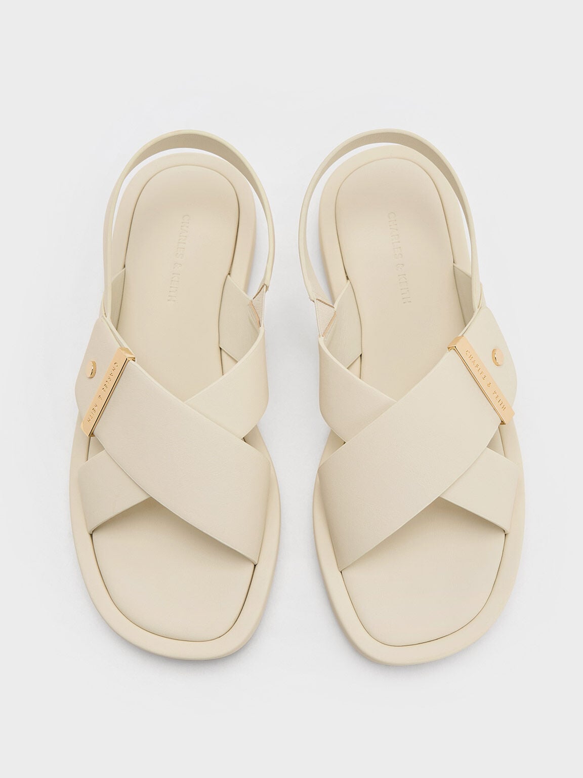 CHARLES & KEITH Discount / Audra Crossover Slingback Sandals - Chalk