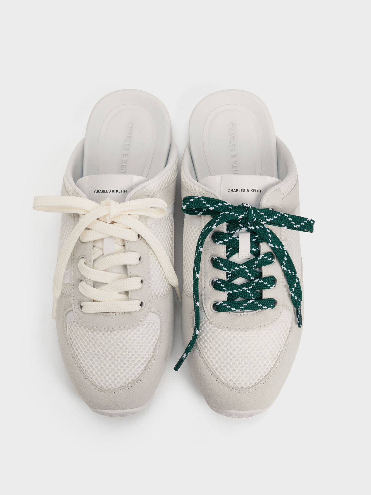 CHARLES & KEITH Best Price / Mesh Lace-Up Sneaker Mules - White