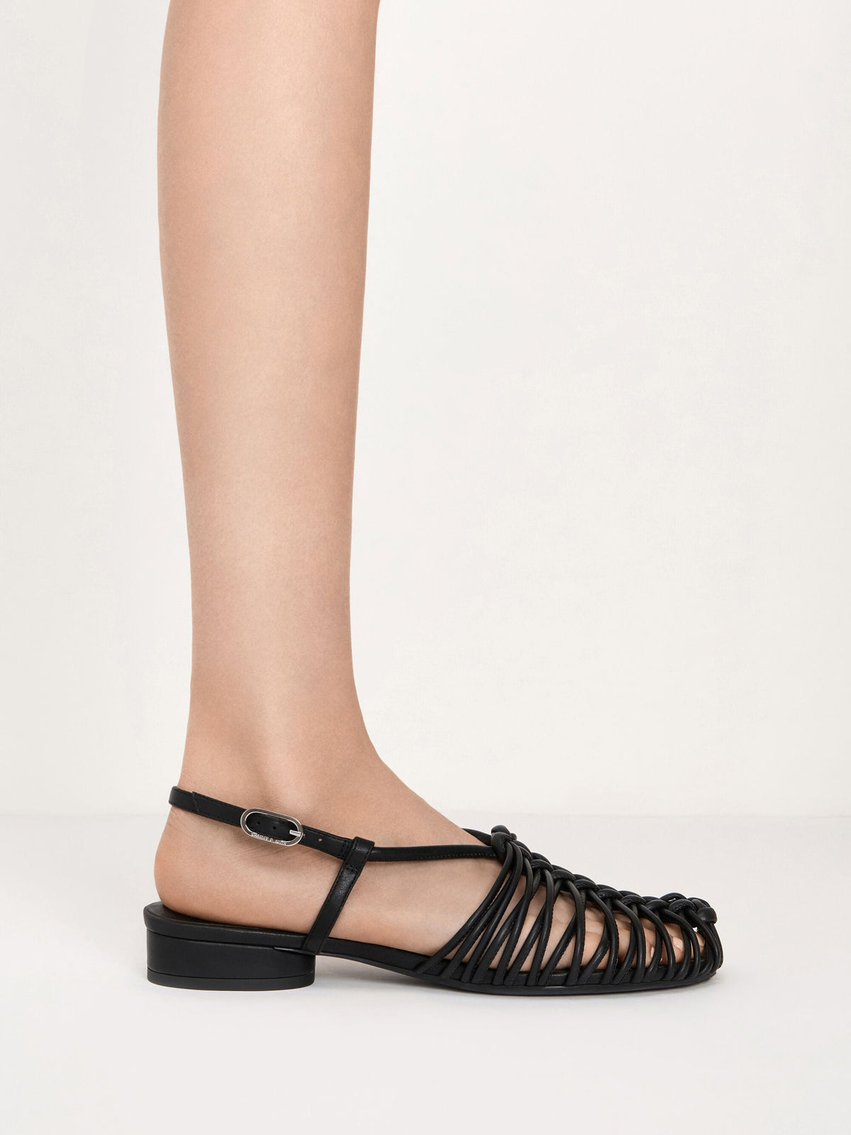 CHARLES & KEITH Latest / Linnea Woven Slingback Caged Sandals - Black