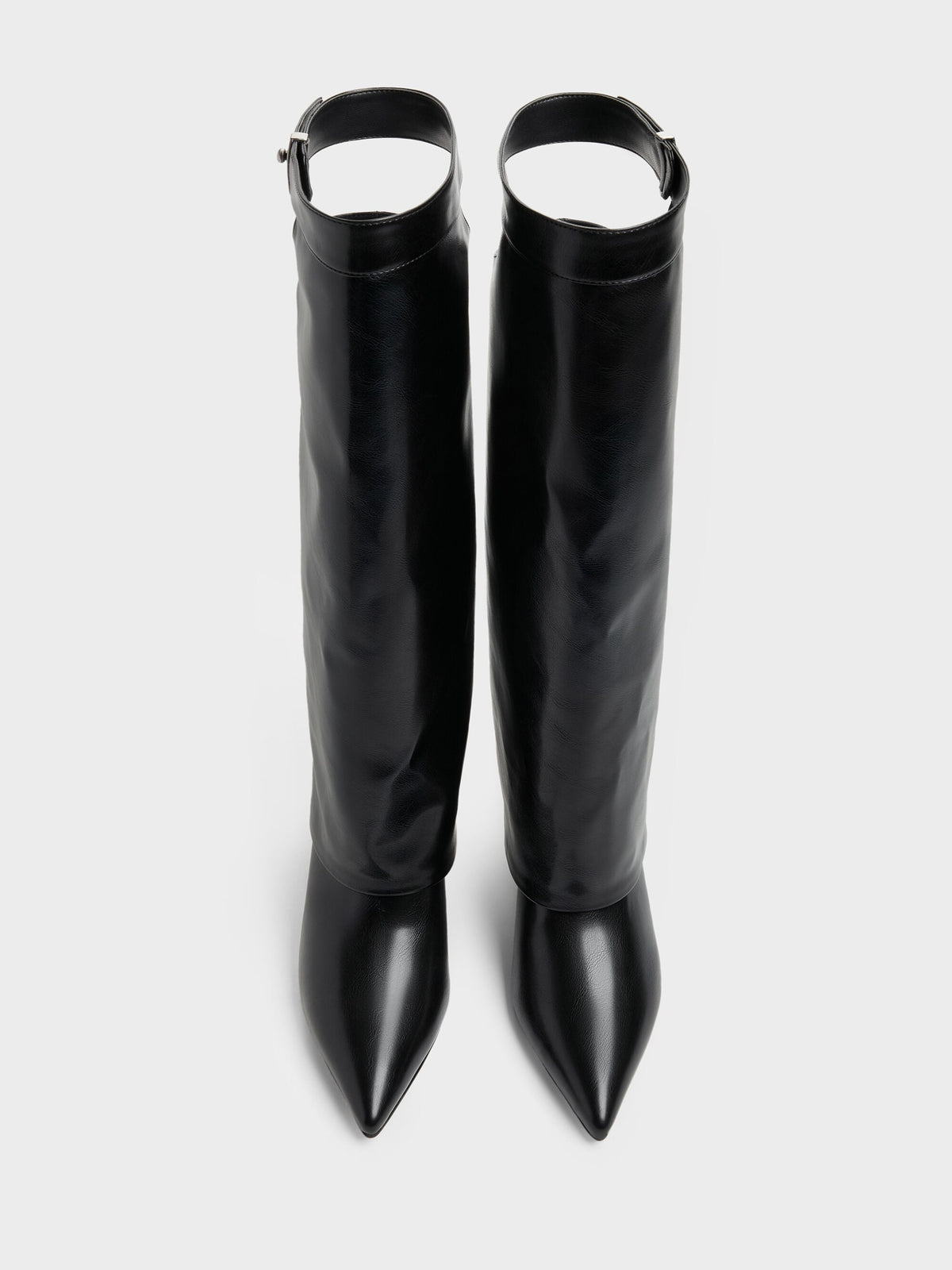CHARLES & KEITH Deals / Cut-Out Stiletto Knee-High Boots - Black