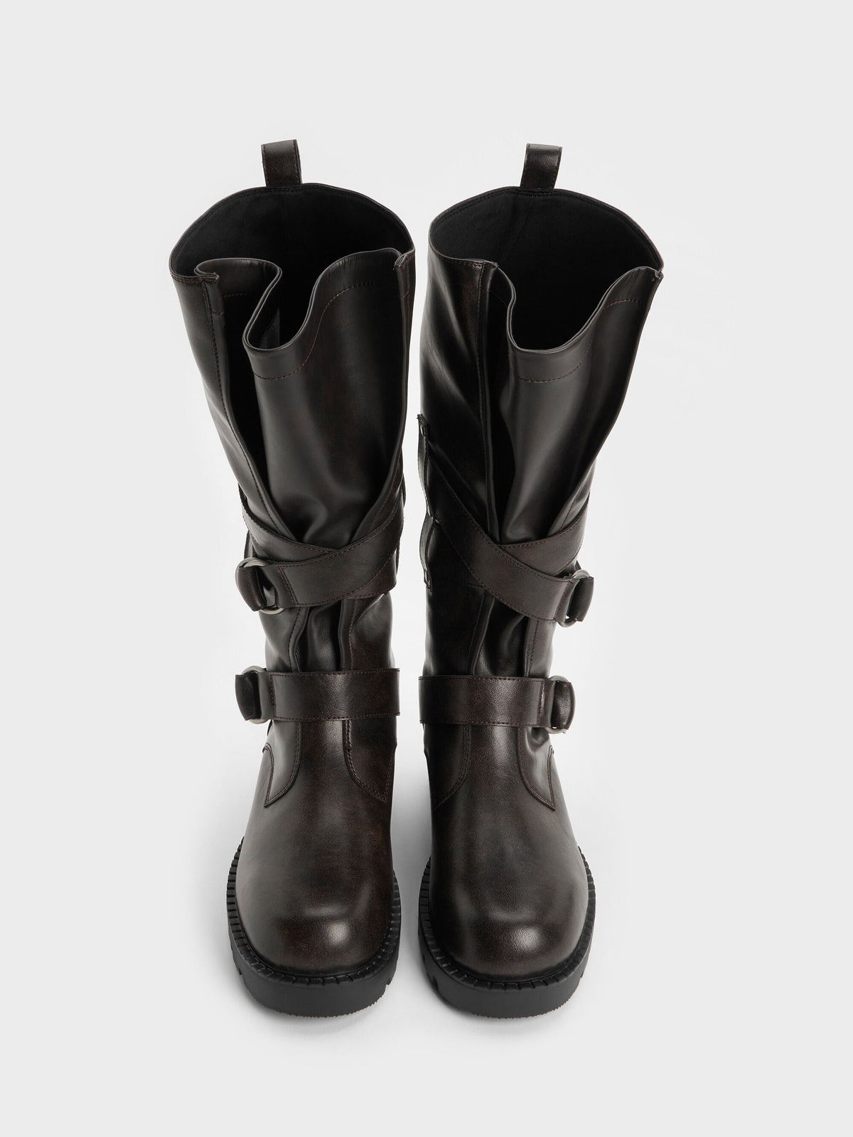 CHARLES & KEITH Special Offer / Double-Strap Knee-High Boots - Dark Brown