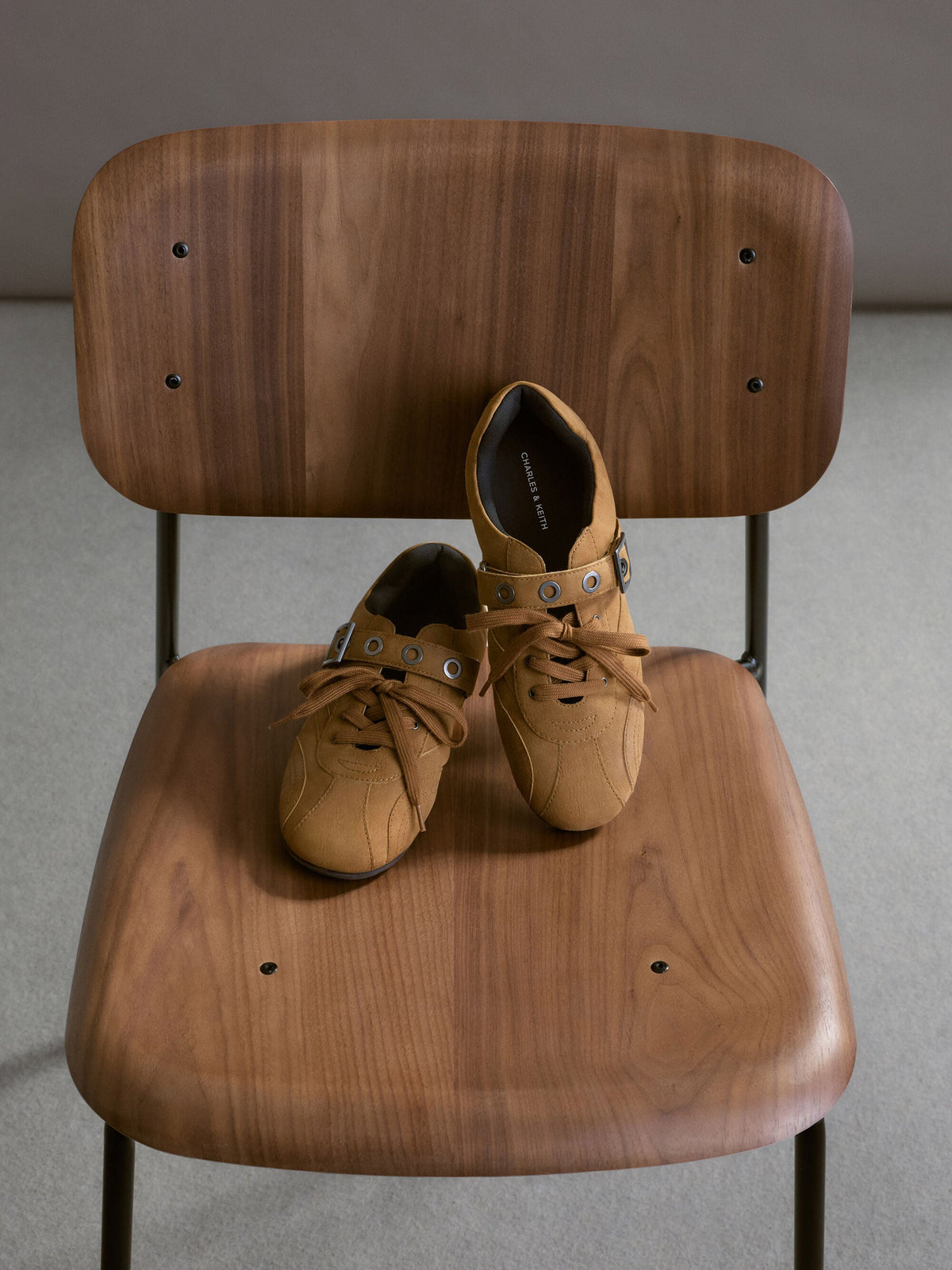 CHARLES & KEITH Customer Favorite / Jollie Grommet Mary Jane Sneakers - Sand