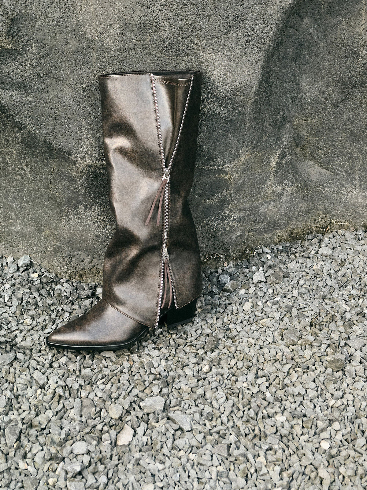 CHARLES & KEITH Signature / Aether Tassel-Zip Knee-High Boots - Dark Brown