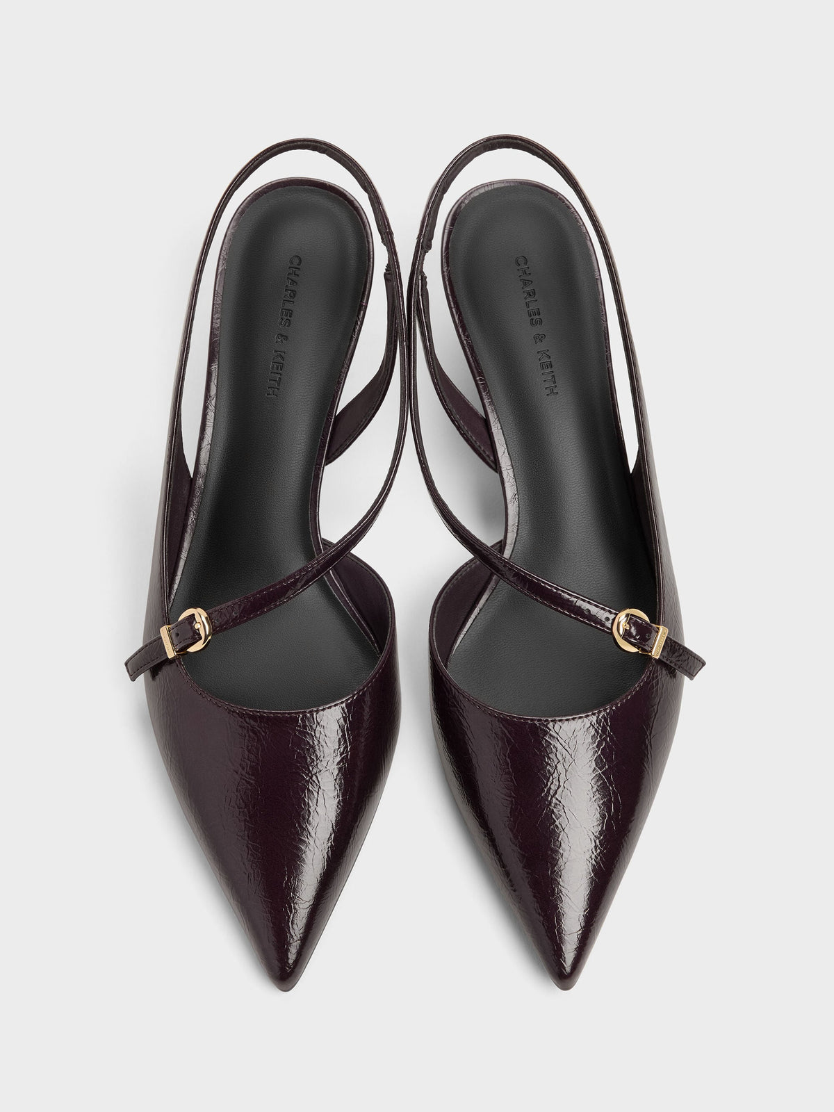 CHARLES & KEITH Customer Favorite / Asymmetric D'Orsay Slingback Pumps - Burgundy