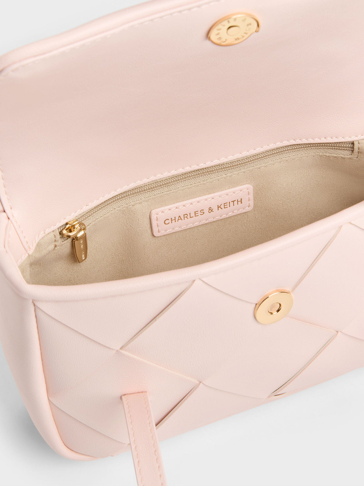 CHARLES & KEITH Essential / Maribel Woven Shoulder Bag - Soft Pink