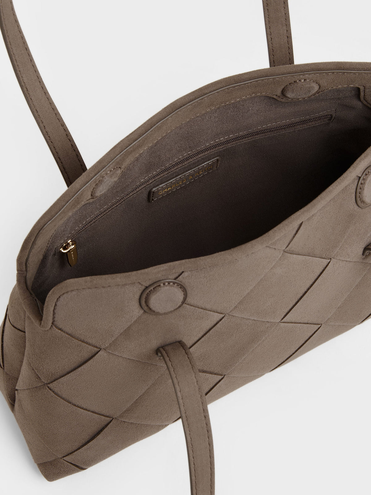 CHARLES & KEITH Special Offer / Maribel Woven Trapeze Shoulder Bag - Stone Grey