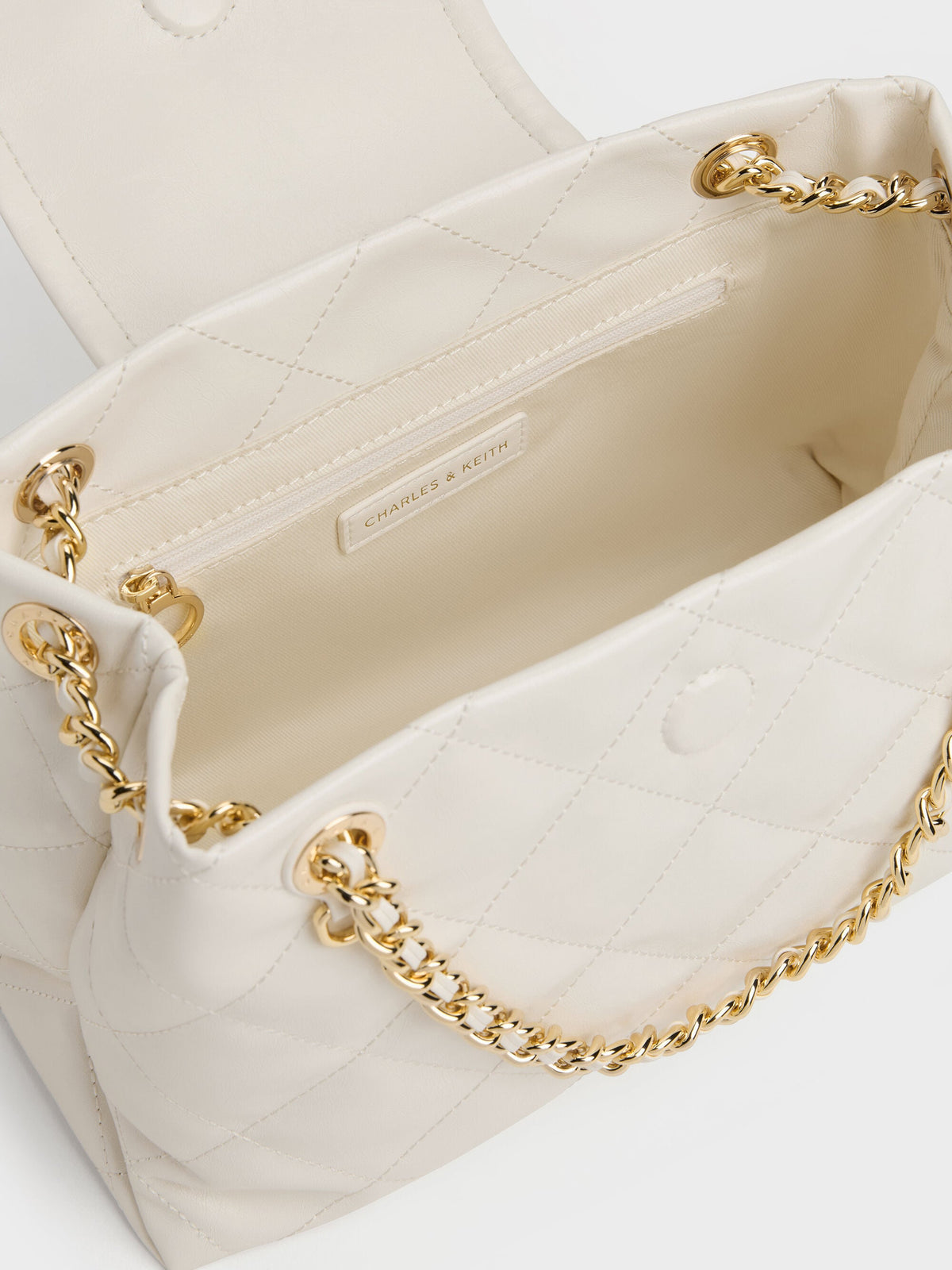CHARLES & KEITH Trusted / Apfra Quilted Shoulder Bag - Cream