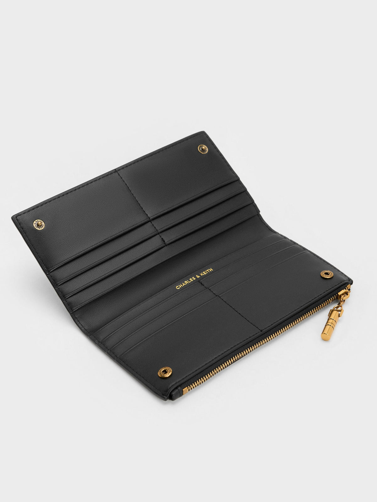 CHARLES & KEITH Classic / Cesia Top-Zip Long Wallet - Black