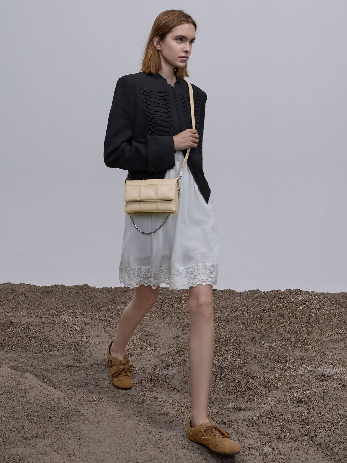 CHARLES & KEITH Best Price / Delfina Quilted Wallet On Chain - Sand Beige