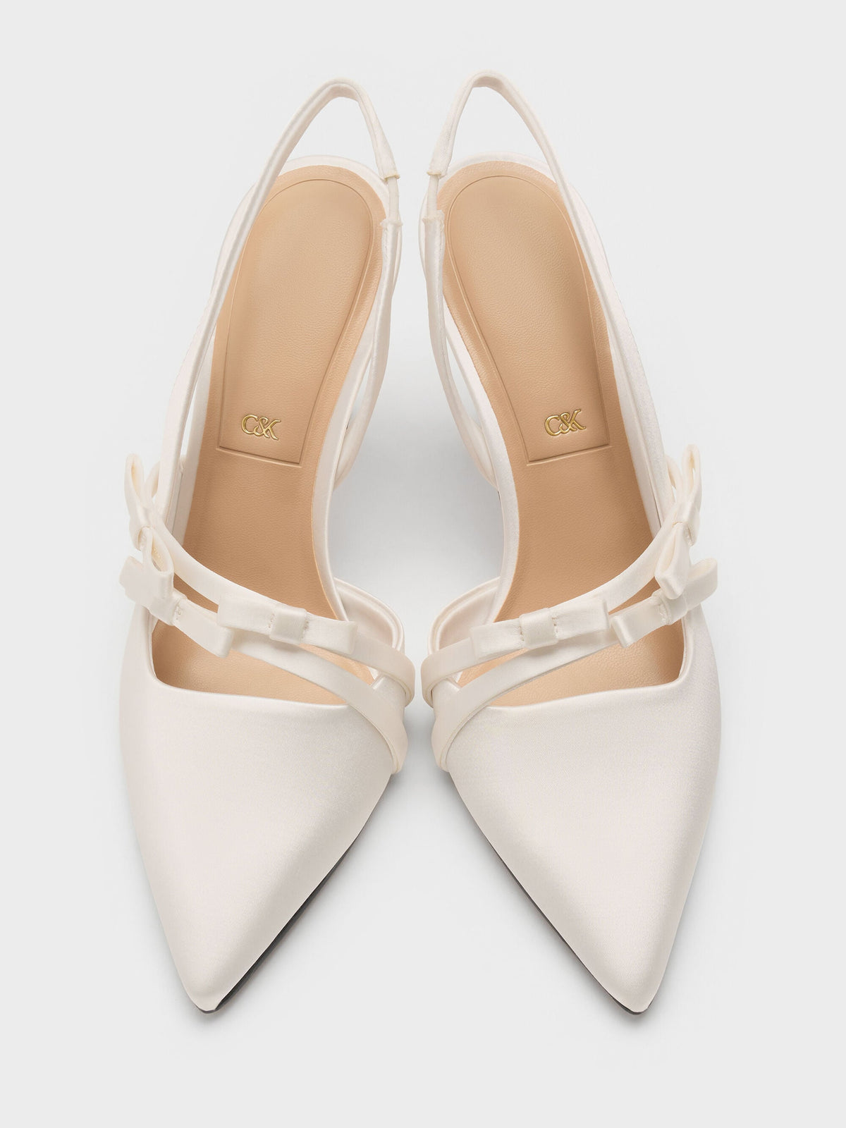 CHARLES & KEITH Value / Jessy Bow Slingback Pumps - White