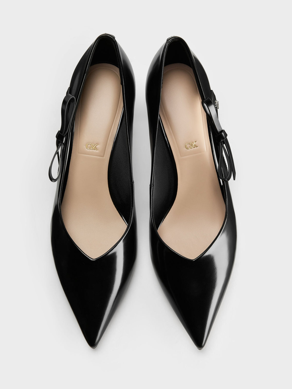CHARLES & KEITH Exclusive / Anastasia Leather Kitten Heels - Black Box