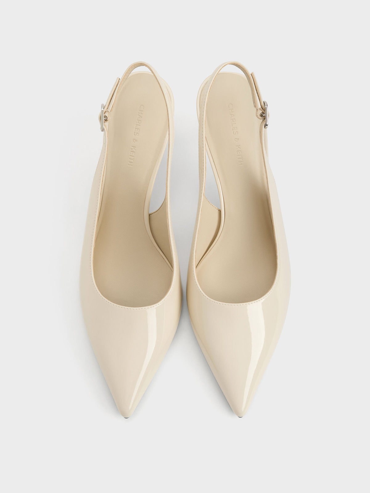 CHARLES & KEITH Everyday / Kaia Patent Slingback Pumps - Chalk