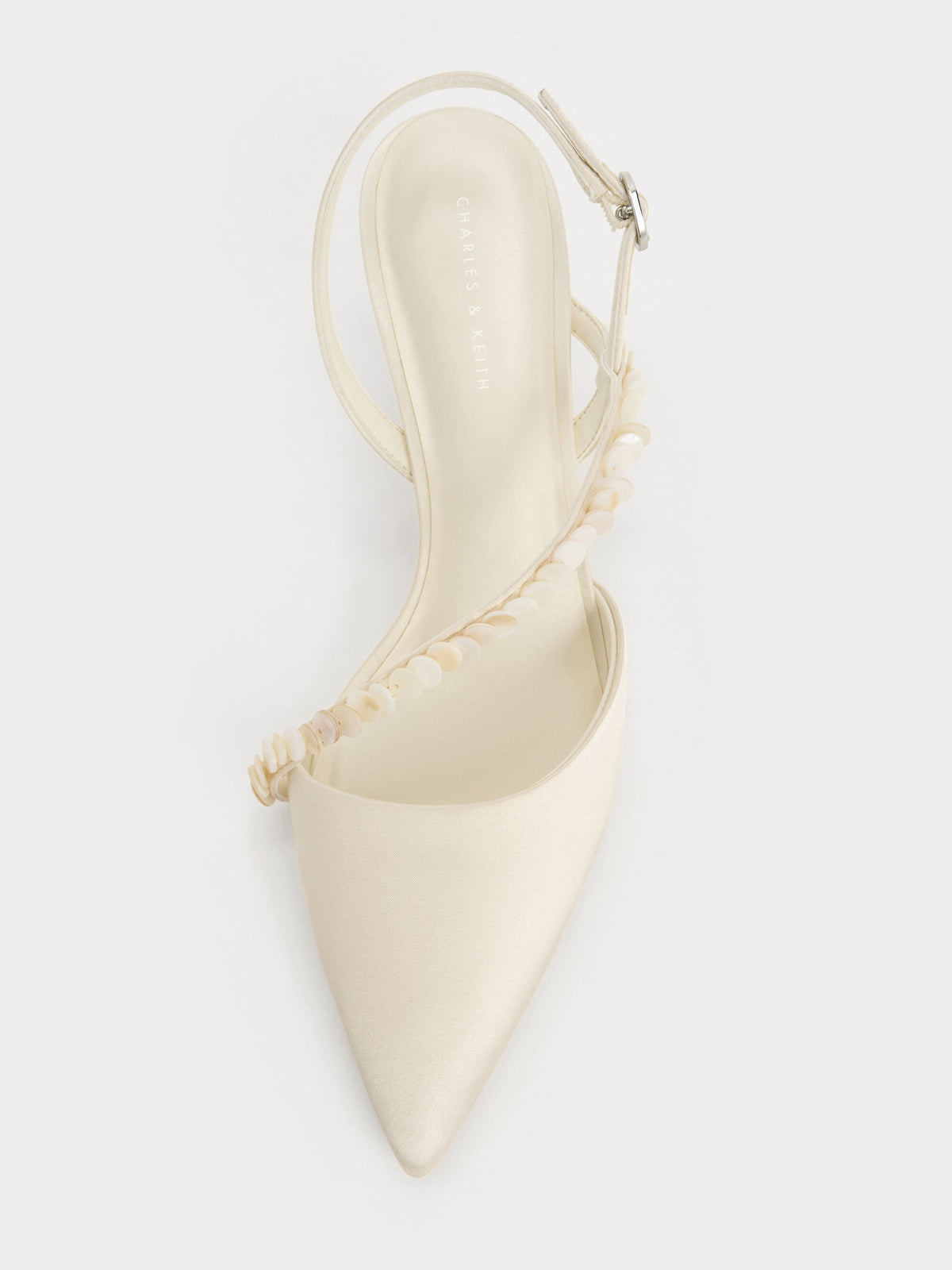 CHARLES & KEITH Top Pick / Briella Sequinned Slingback Pumps - Cream