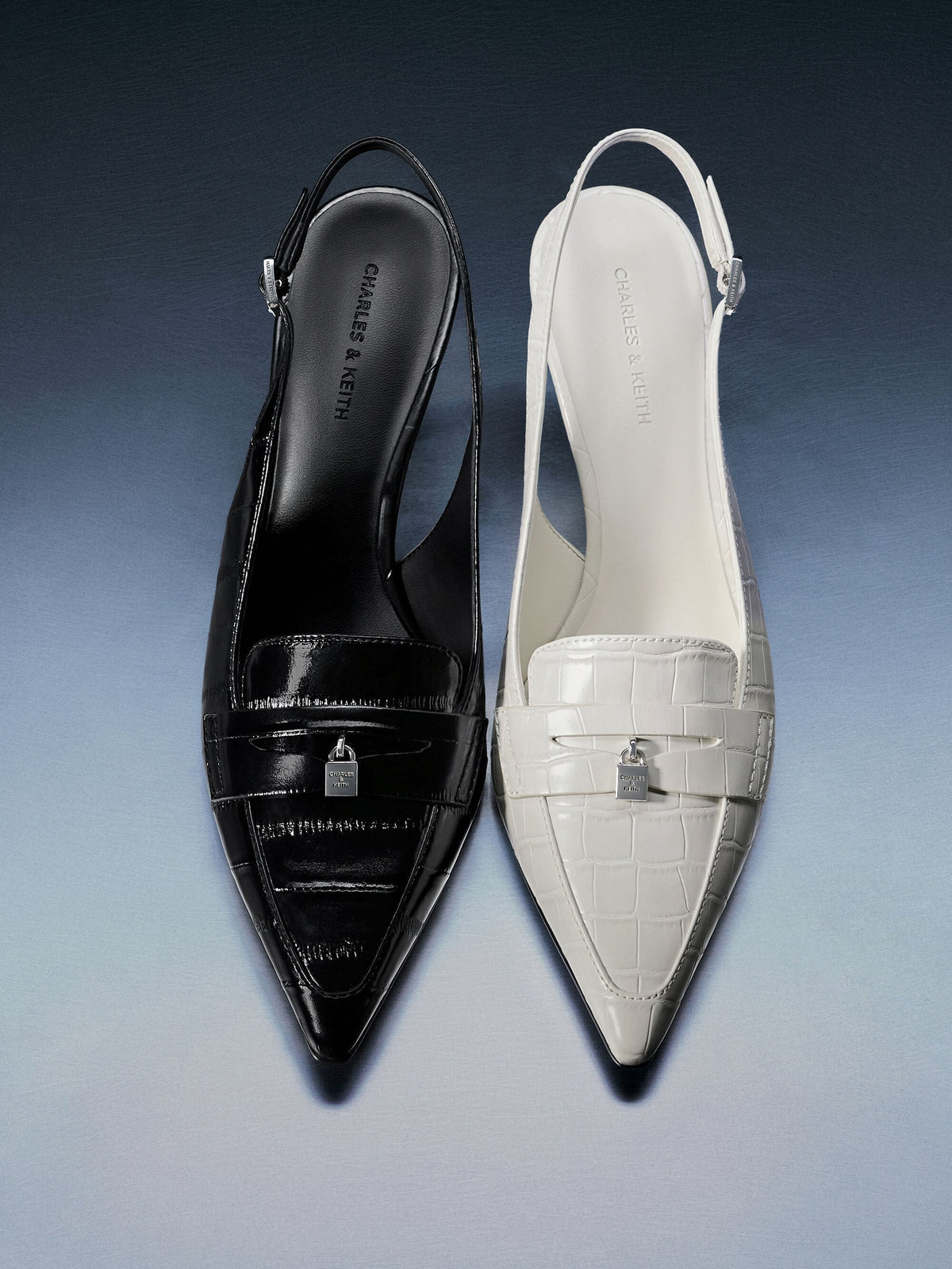 CHARLES & KEITH Premium / Griselda Eel-Effect Slingback Pumps - Animal Print Black
