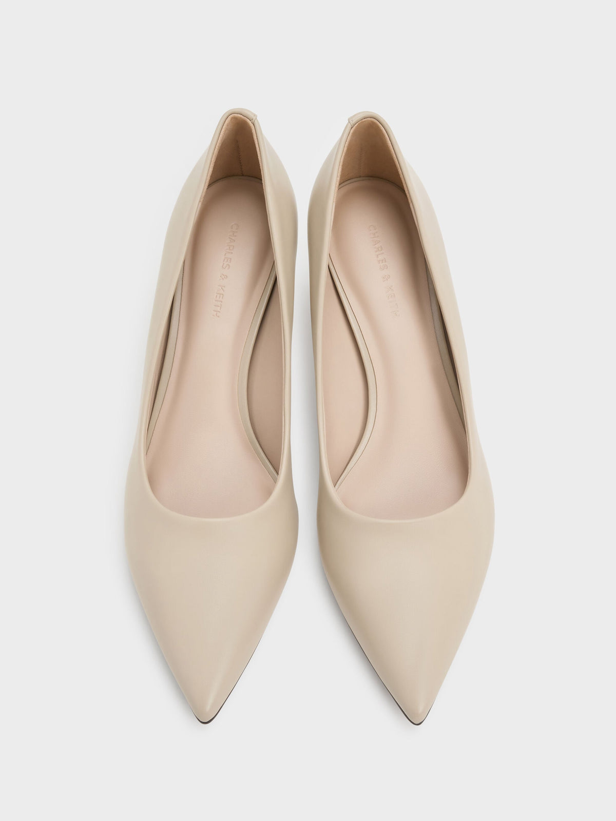 CHARLES & KEITH Trusted / Cammie Metallic-Heel Pumps - Chalk