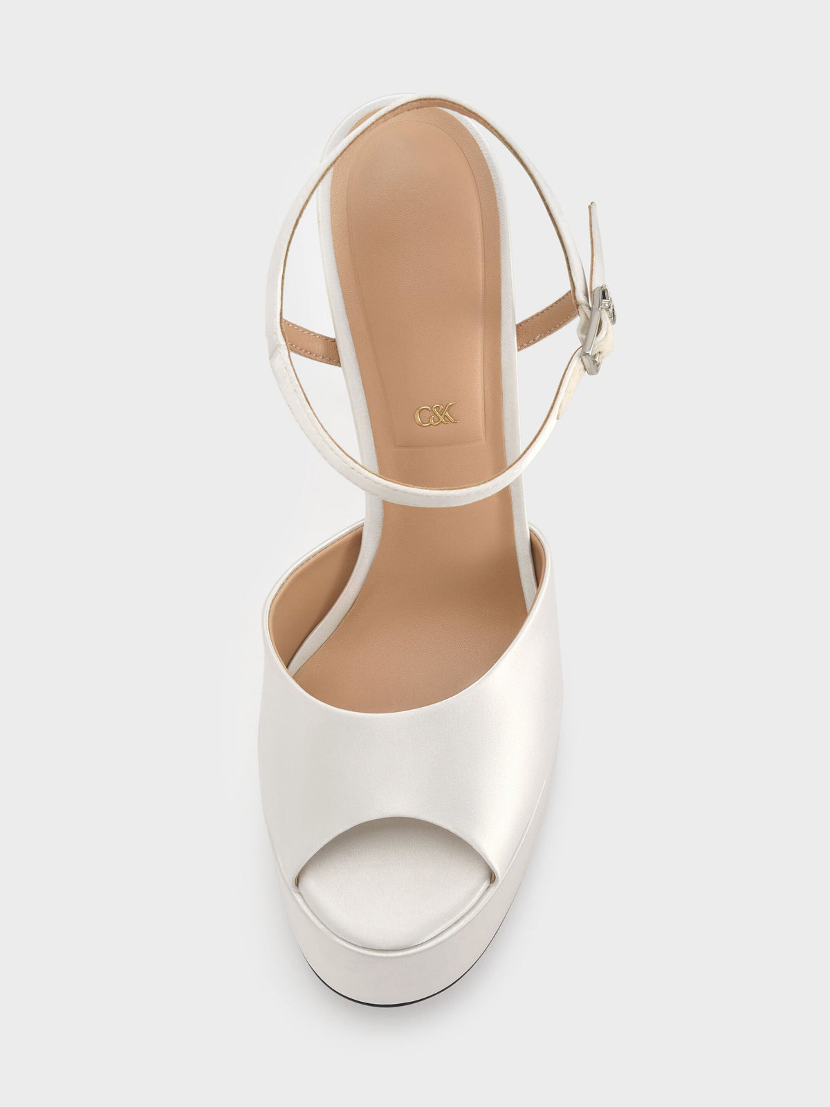 CHARLES & KEITH Signature / Francesca Peep-Toe Platform Heels - White