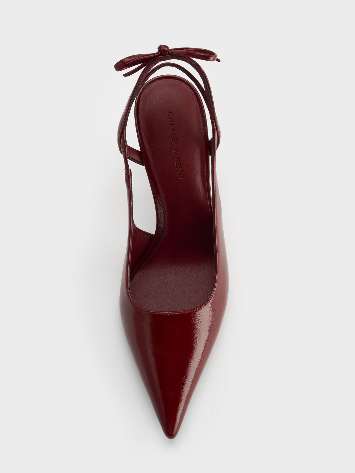 CHARLES & KEITH Hot Sale / Back-Bow Slingback Pumps - Burgundy