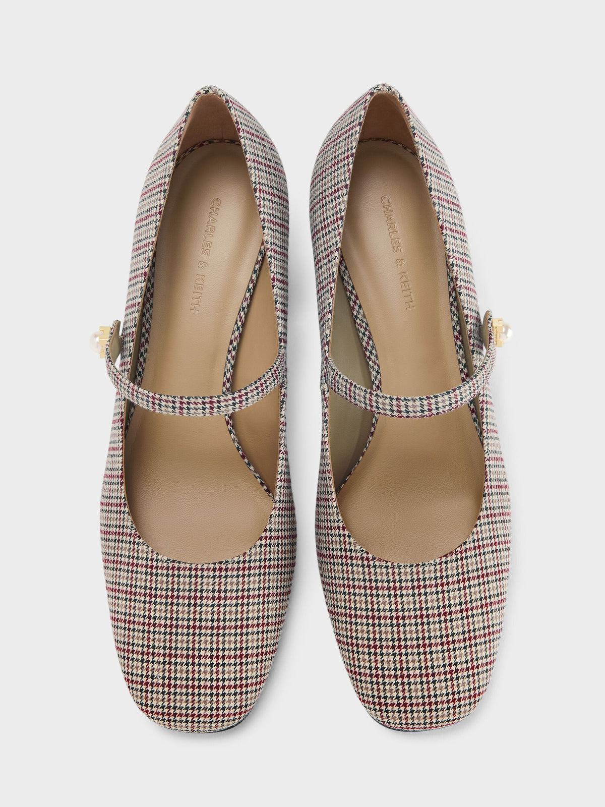 CHARLES & KEITH Popular / Marie Checkered Pearl Mary Jane Pumps - Multi