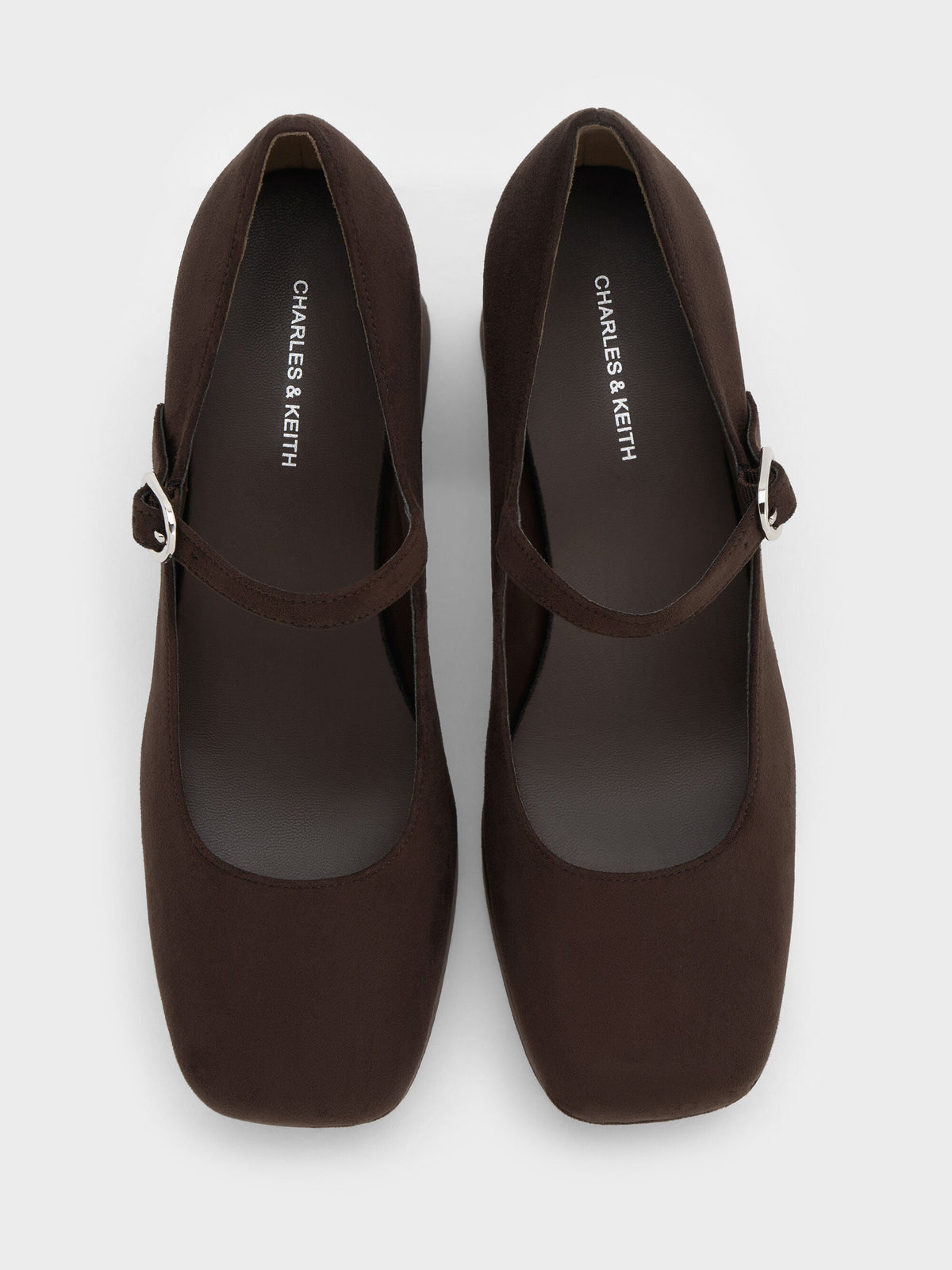 CHARLES & KEITH Featured / Faux Suede Platform Mary Jane Pumps - Dark Brown Textured
