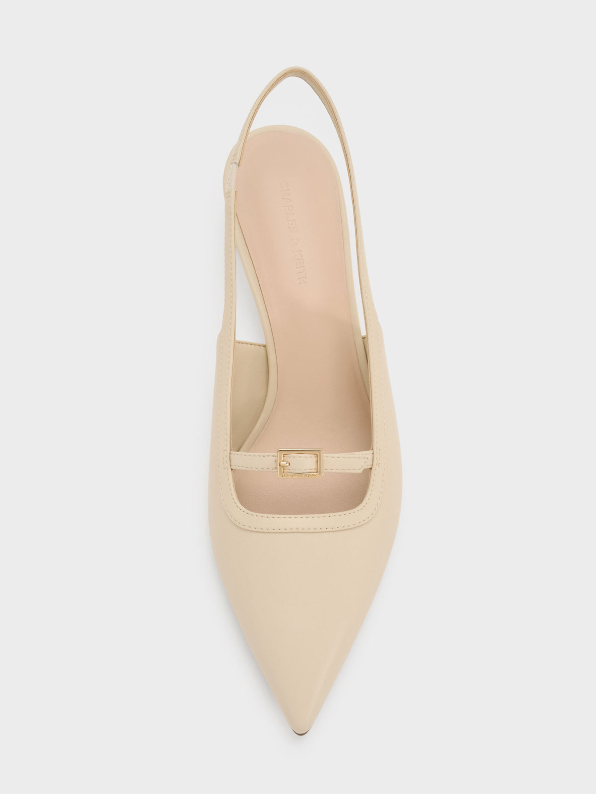 CHARLES & KEITH Exclusive / Buckle-Strap Slingback Pumps - Beige