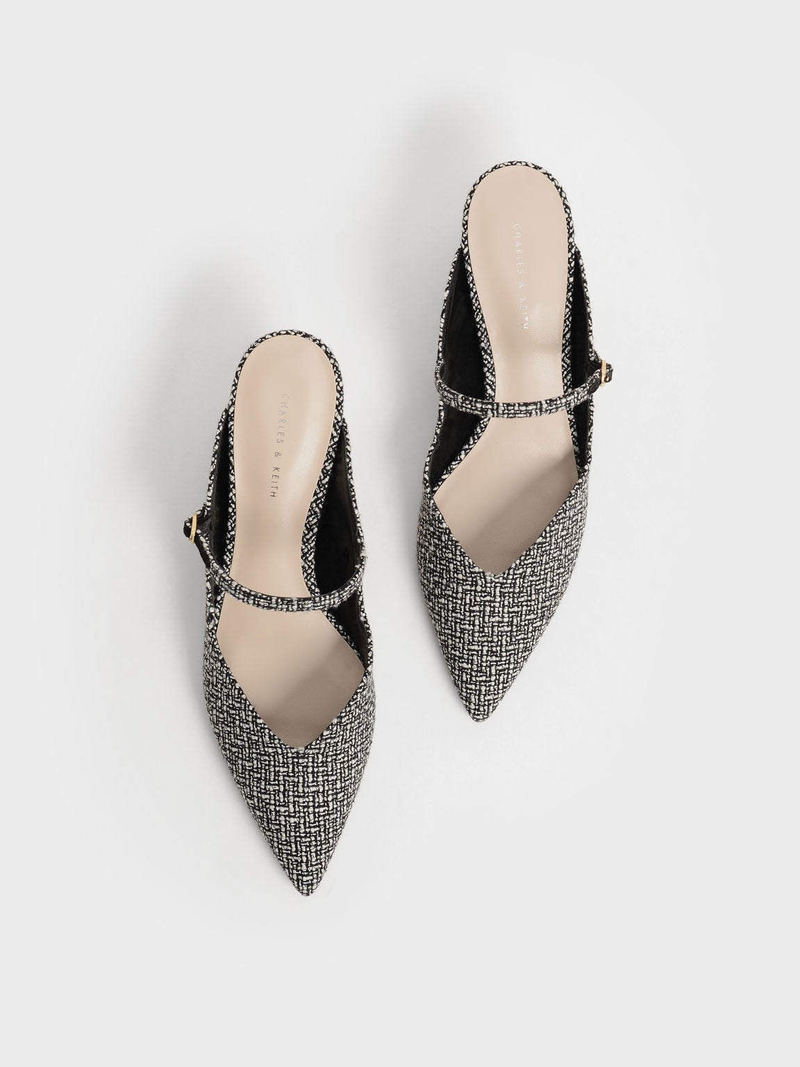 CHARLES & KEITH Popular / Cammie Tweed Metallic-Heel Mules - Multi