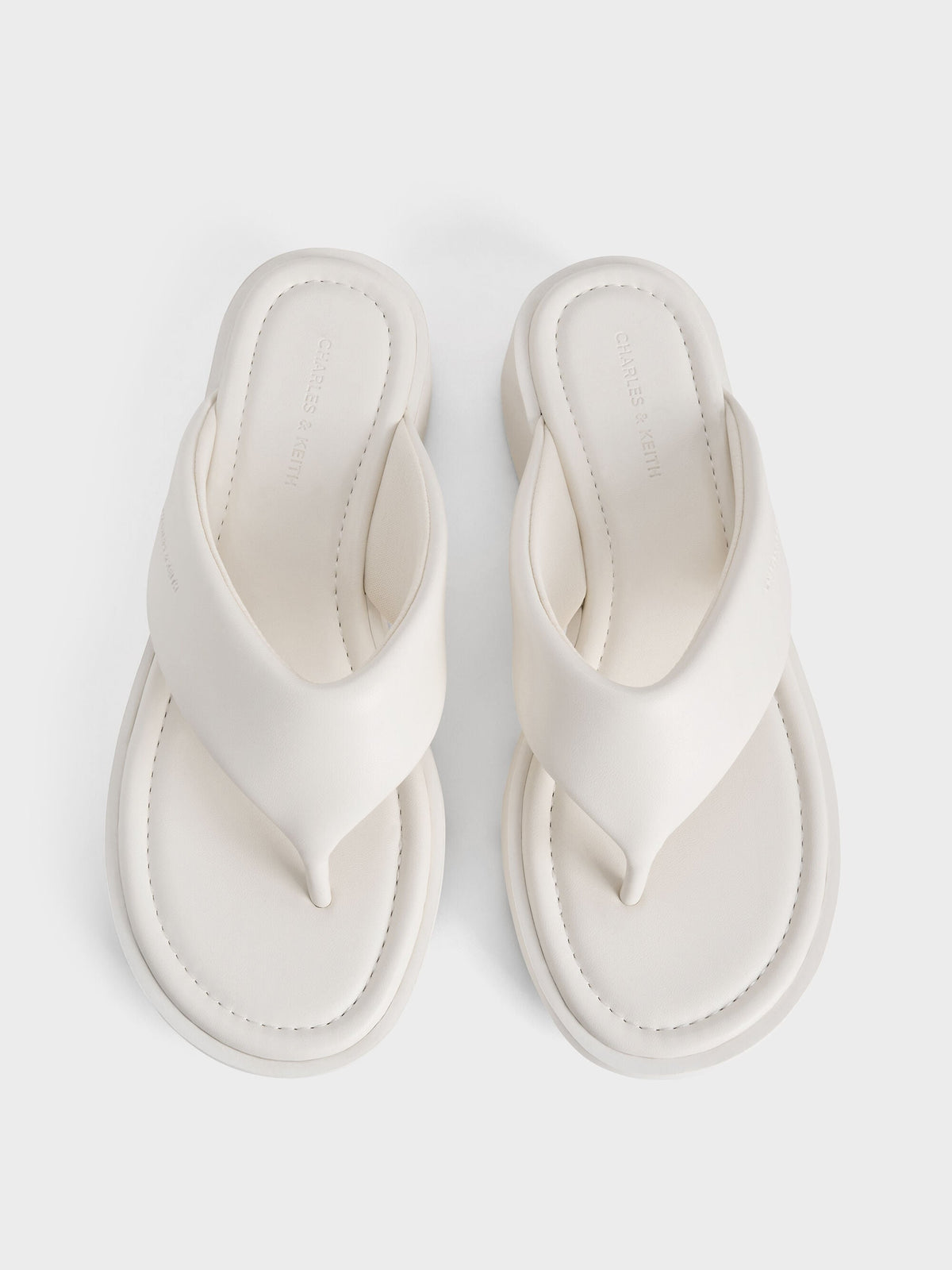 CHARLES & KEITH Value / V-Strap Flatform Thong Sandals - White
