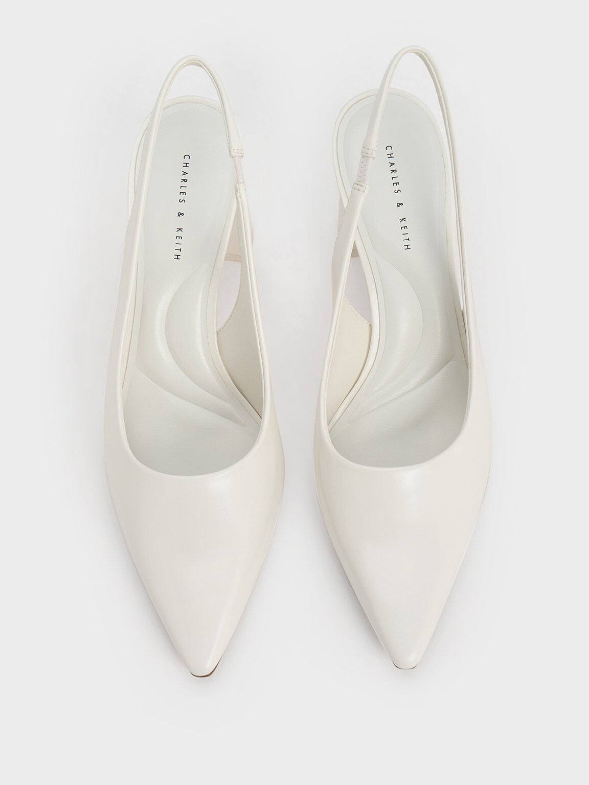 CHARLES & KEITH Popular / Teagan Pointed Slingback Pumps - White