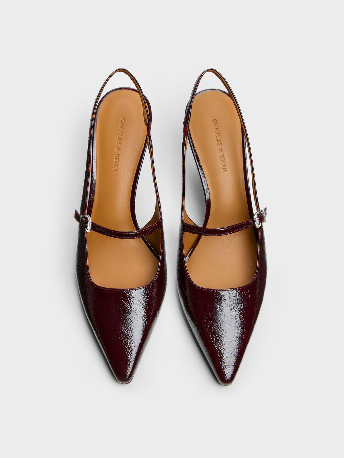 CHARLES & KEITH Value / Pointed Slingback Mary Jane Pumps - Burgundy