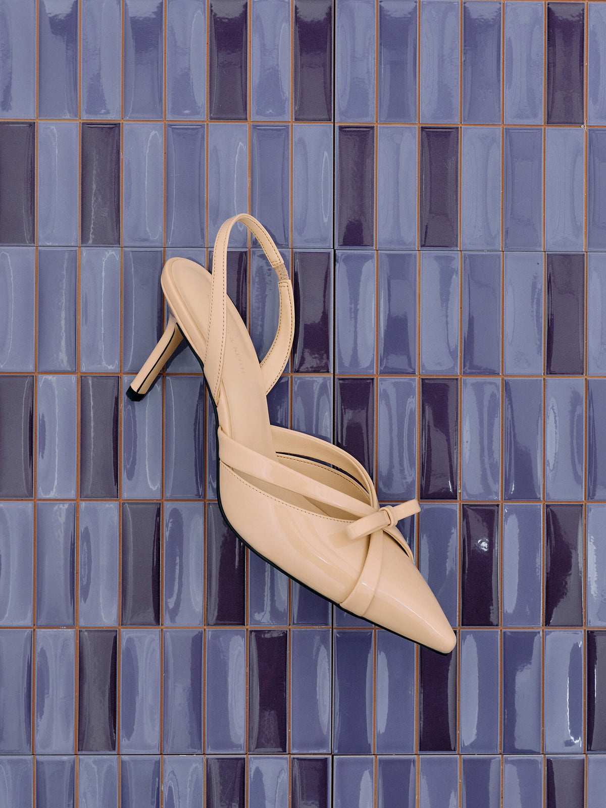 CHARLES & KEITH New / Kaleen Patent Slingback Stilettos - Nude