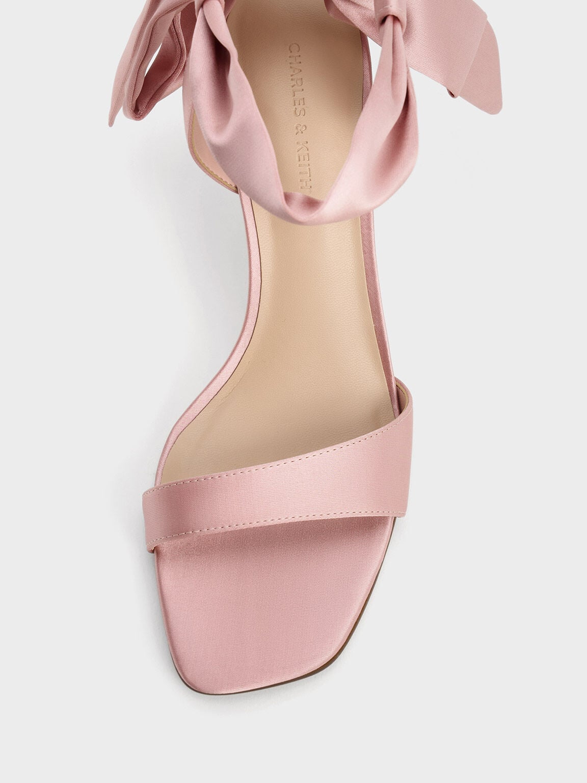 CHARLES & KEITH Smart Buy / Eliana Satin Tie-Around Heeled Sandals - Pink