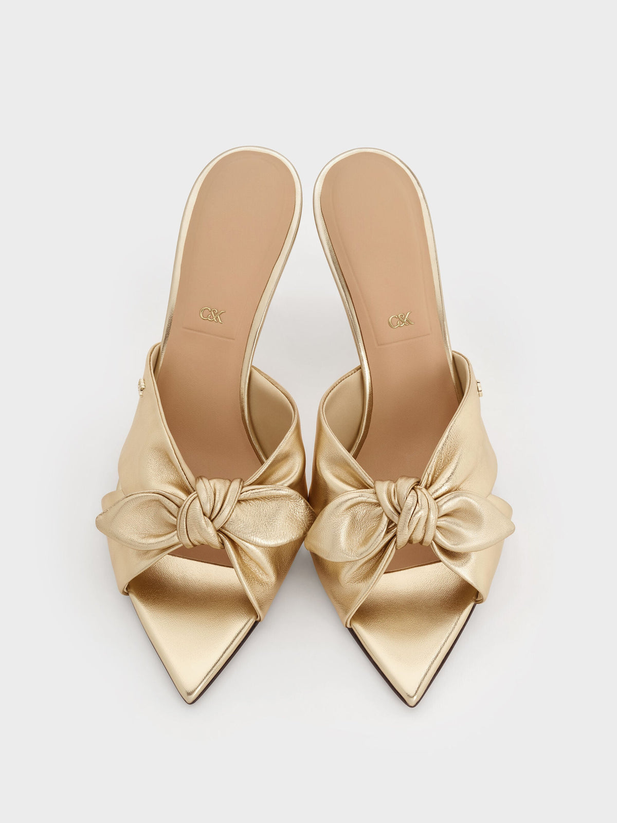 CHARLES & KEITH Trending / Jayce Metallic Leather Stiletto Mules - Gold