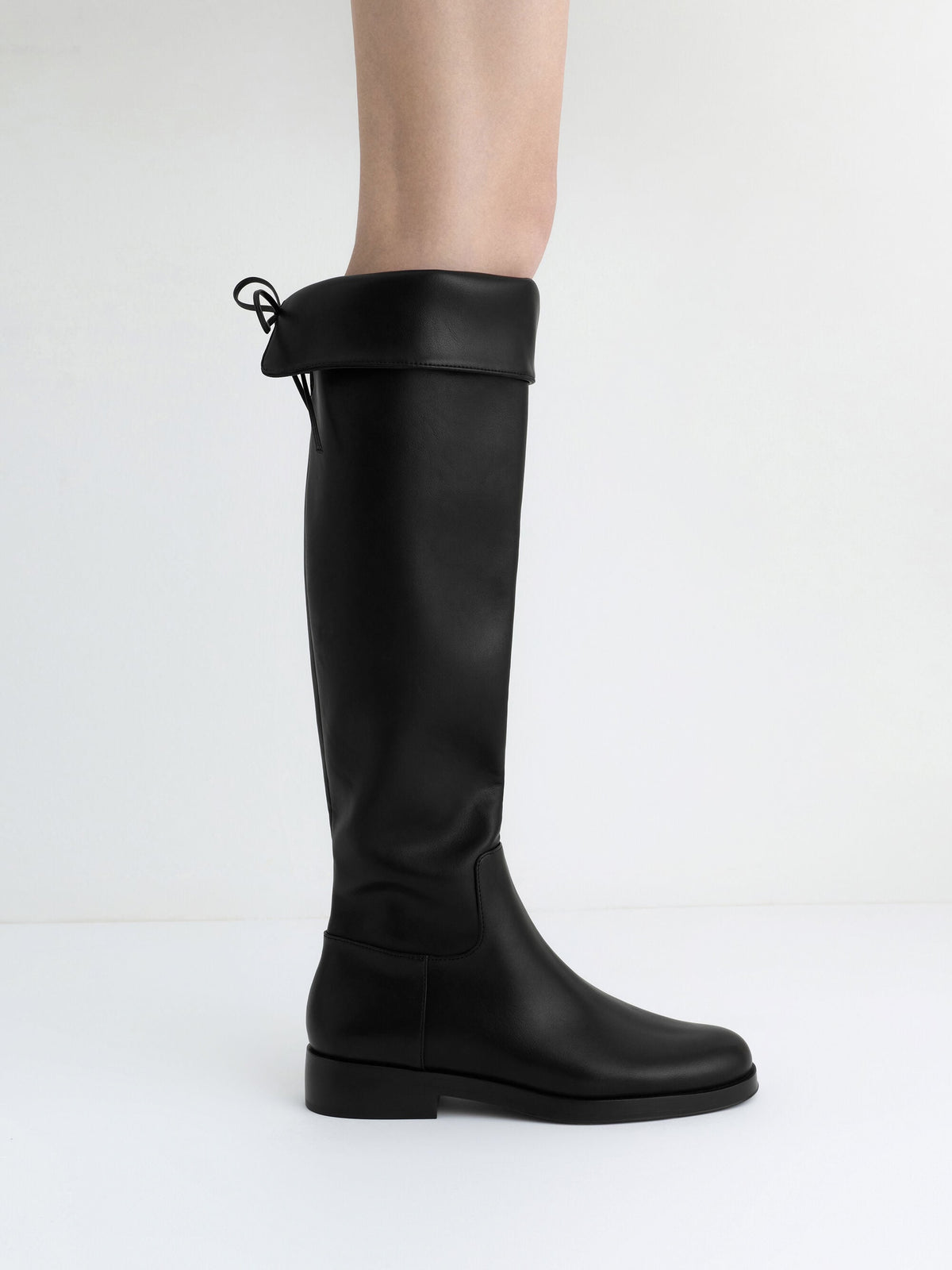 CHARLES & KEITH Customer Favorite / Louisa Fold-Over Thigh-High Boots - Black