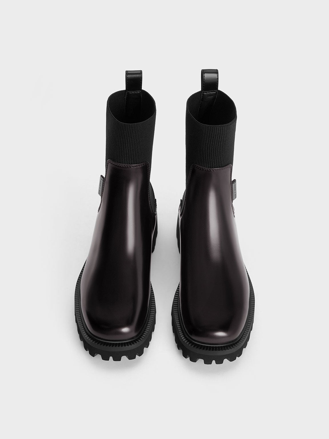 CHARLES & KEITH Discount / Remy Ridged-Sole Chelsea Boots - Burgundy