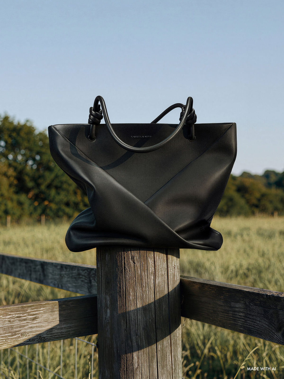 CHARLES & KEITH Discount / Midori Geometric Tote Bag - Jet Black