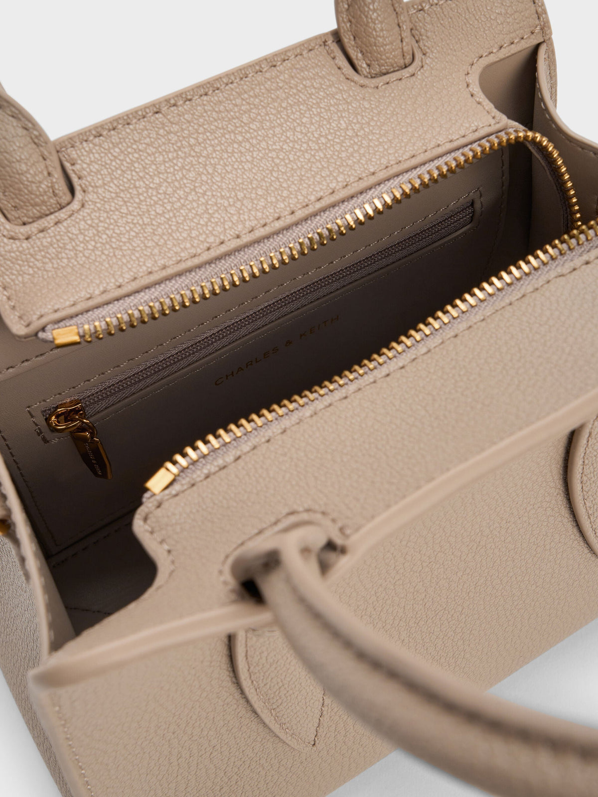 CHARLES & KEITH Discount / Allyn Structured Trapeze Tote Bag - Taupe