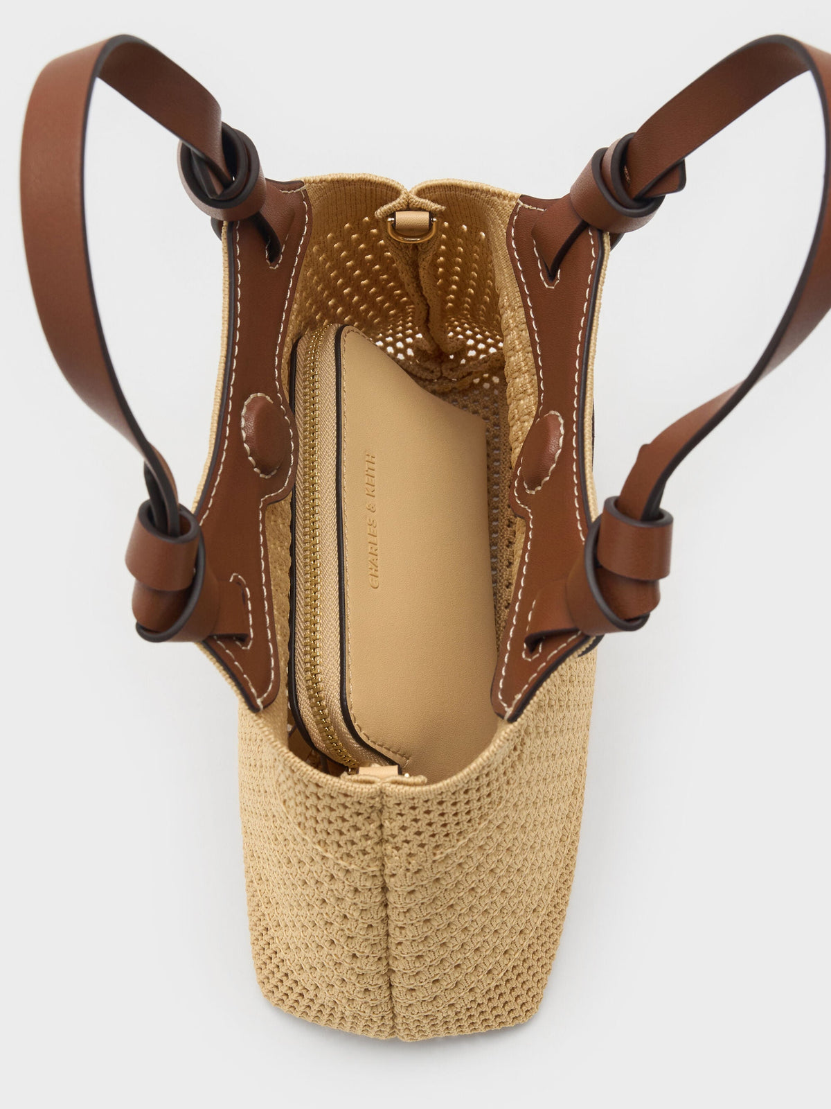 CHARLES & KEITH Quality / Mini Ida Knitted Tote Bag - Beige