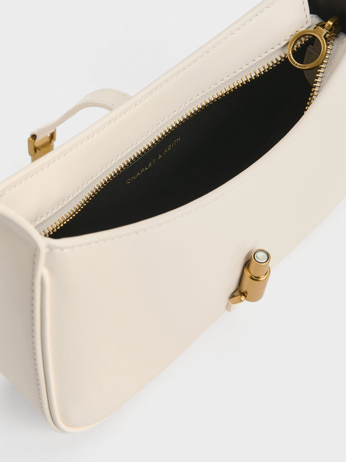 CHARLES & KEITH Best Price / Cesia Metallic-Accent Shoulder Bag - Cream