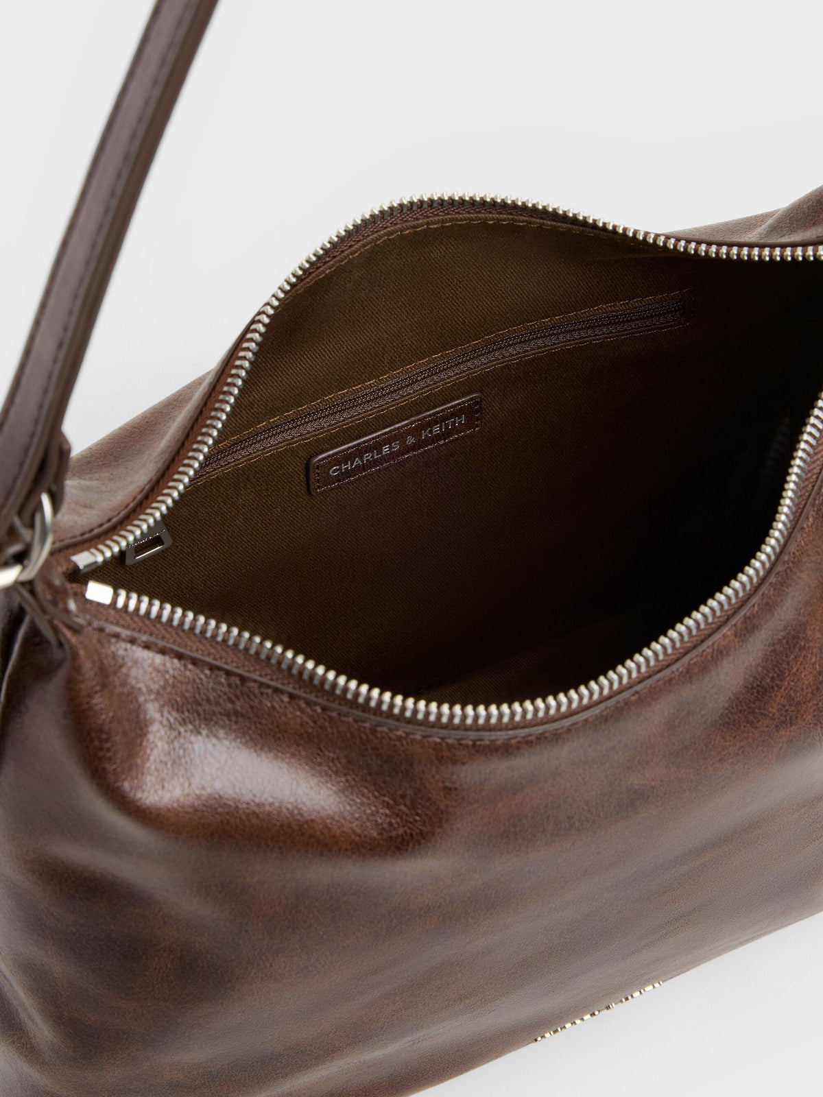 CHARLES & KEITH Sale / Atwood Chain Convertible Hobo Bag - Distressed Coffee