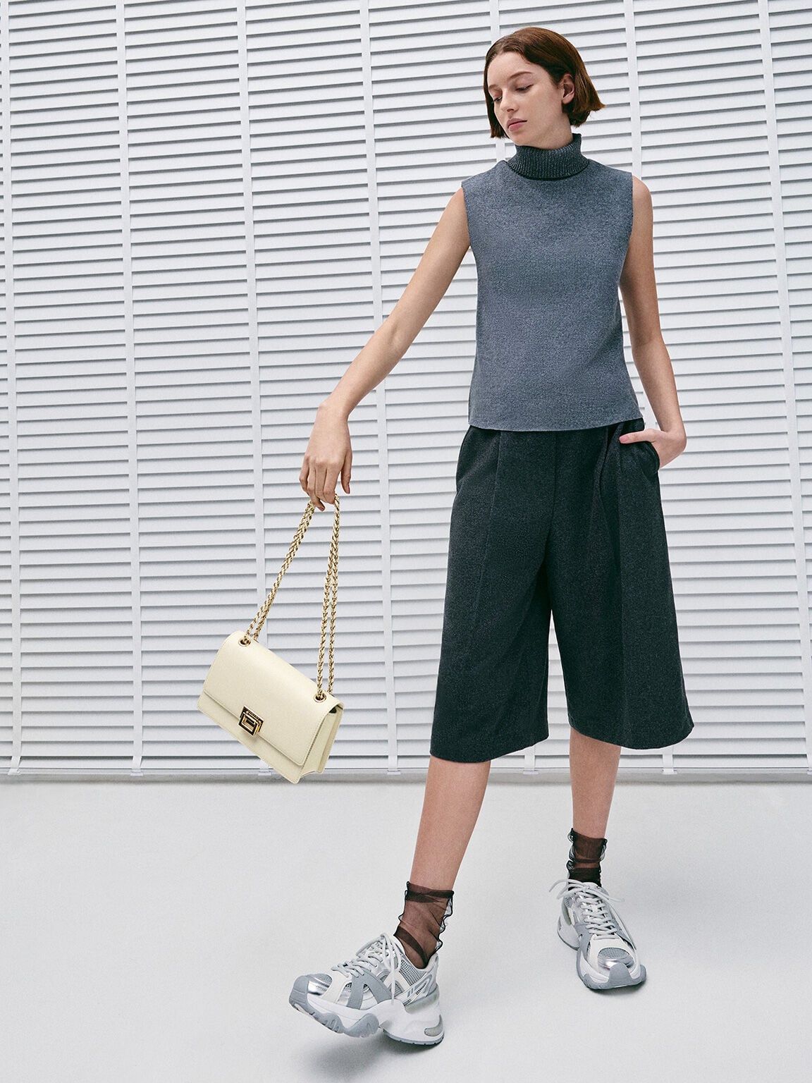 CHARLES & KEITH Recommended / Everline Braided-Strap Shoulder Bag - Cream