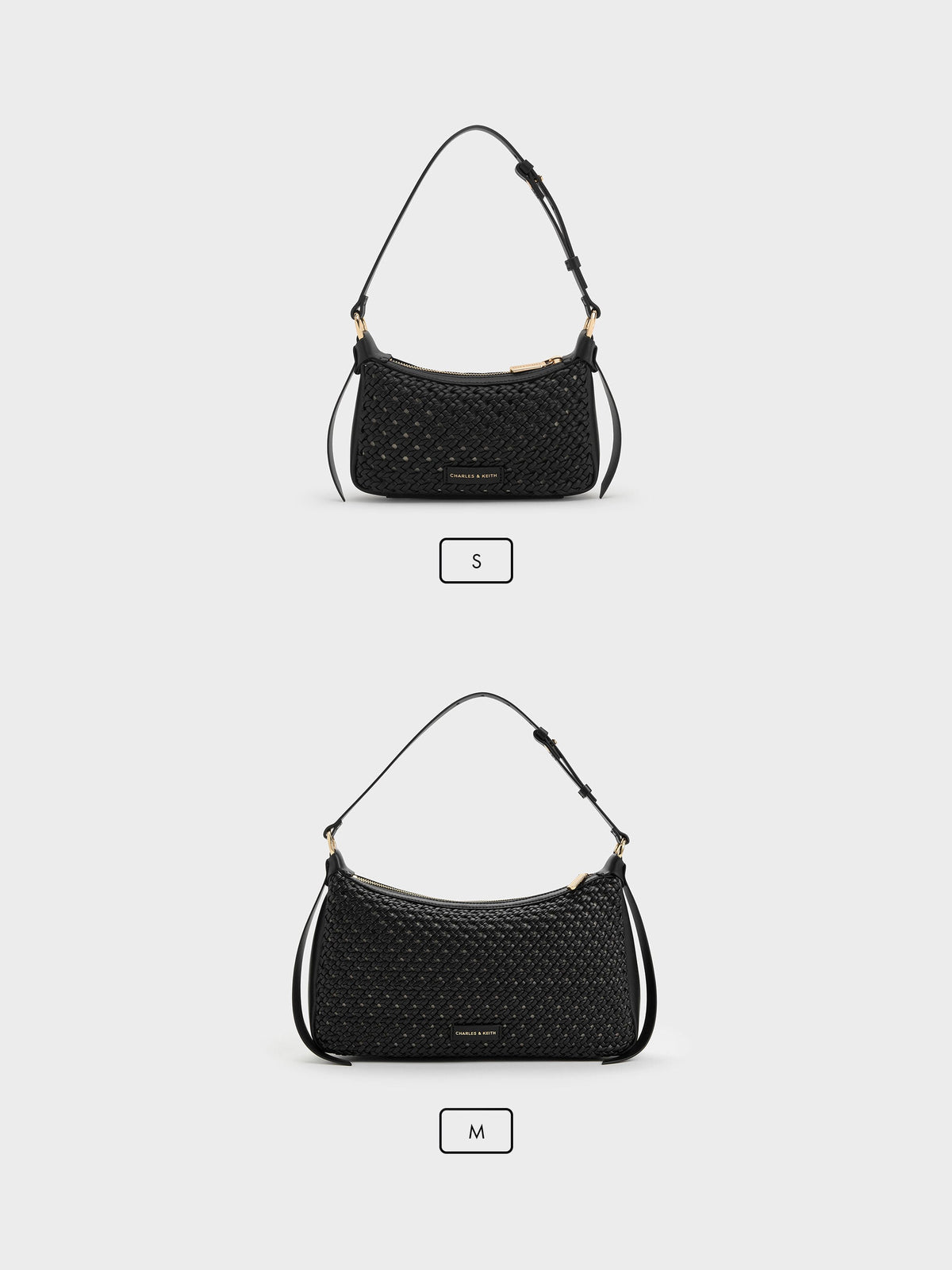 CHARLES & KEITH New / Mini Calla Woven Shoulder Bag - Black