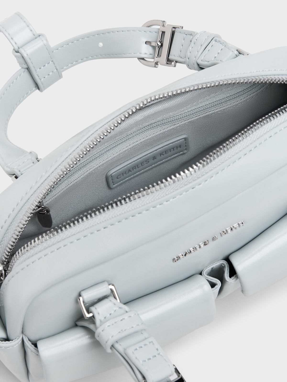 CHARLES & KEITH Essential / Rachel Multi-Pocket Bowling Bag - Sea Salt Blue