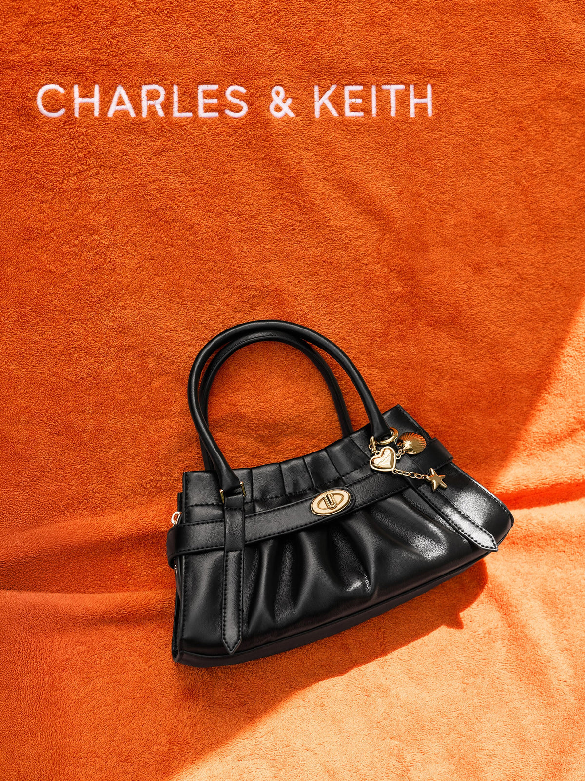 CHARLES & KEITH Best Seller / Isolde Belted Ruched Crossbody Bag - Black