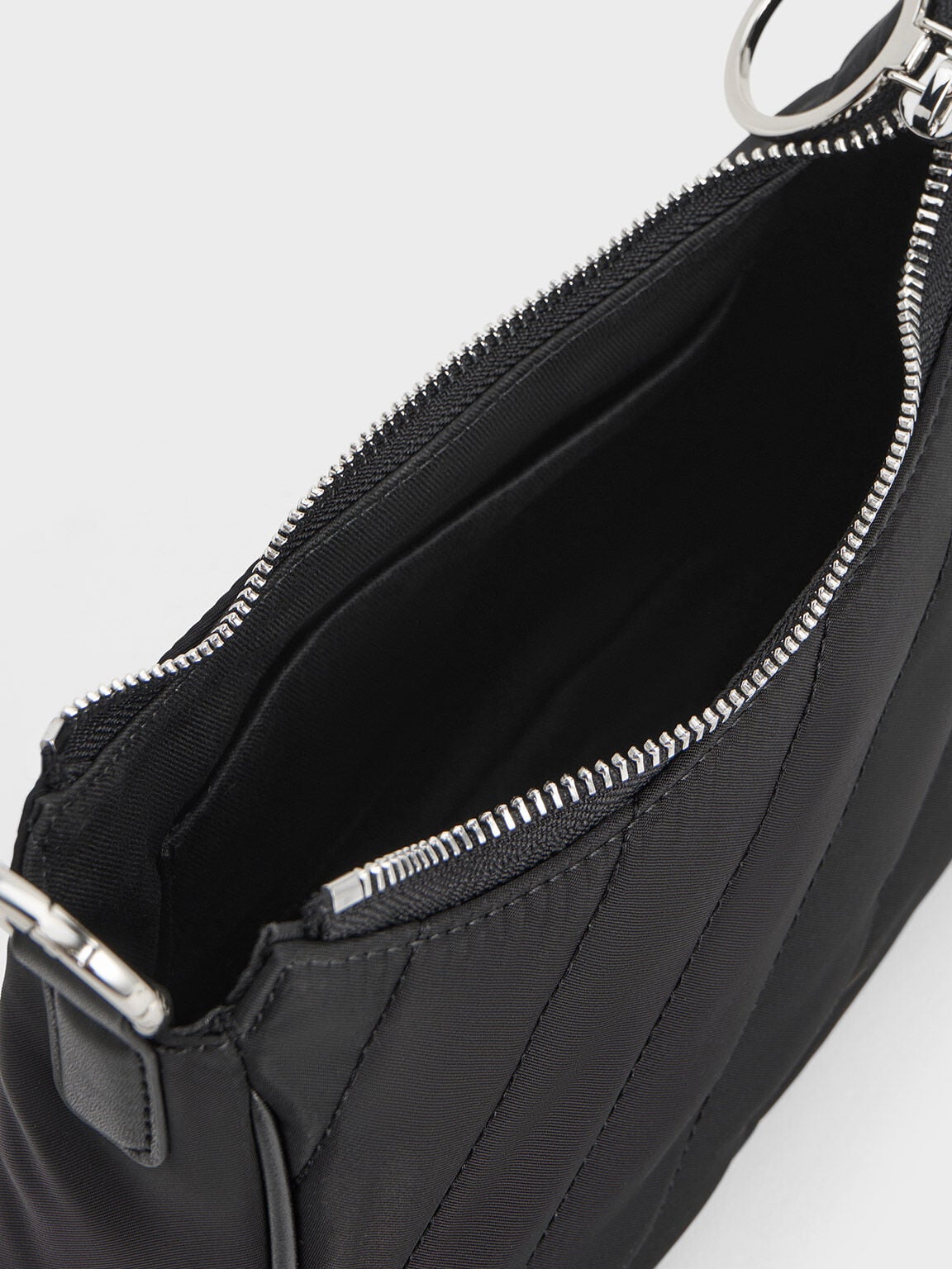CHARLES & KEITH Sale / Philomena Nylon Puffy Chain-Strap Crossbody Bag - Noir